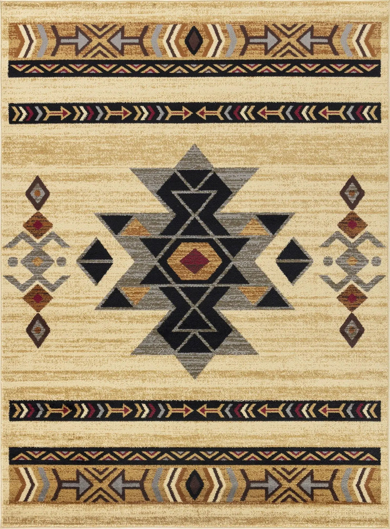 Tribes - 5'3" X 7'3" Southwest Area Rug Polypropylene - Cream by Unique Piece Furniture