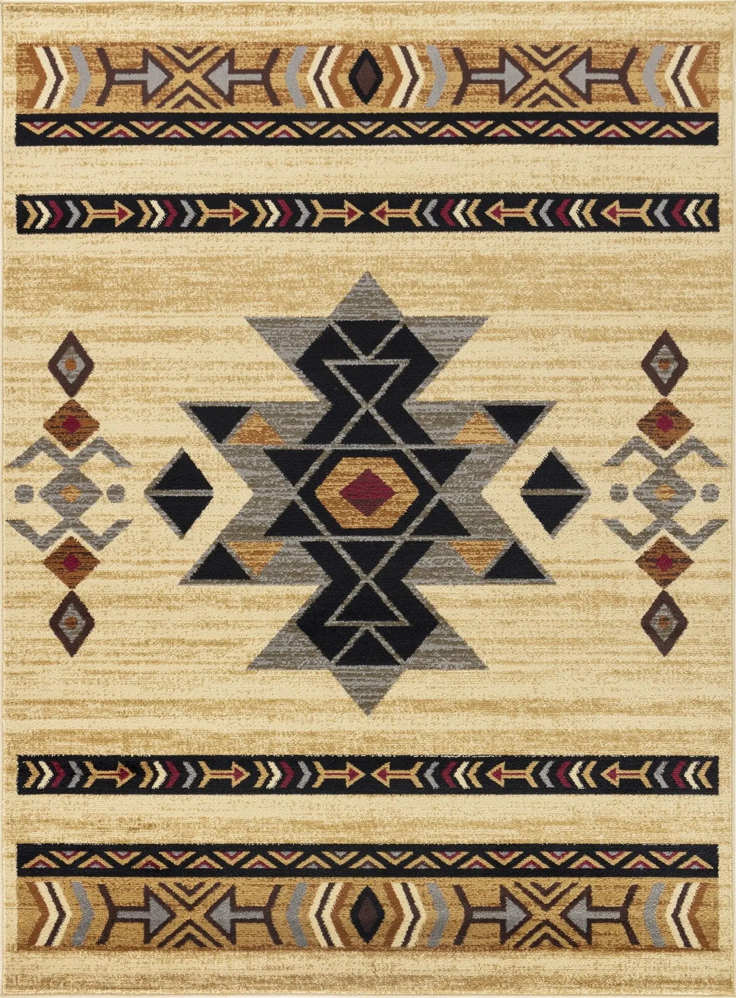 Tribes - 5'3" X 7'3" Southwest Area Rug Polypropylene - Cream by HouseOfZazla