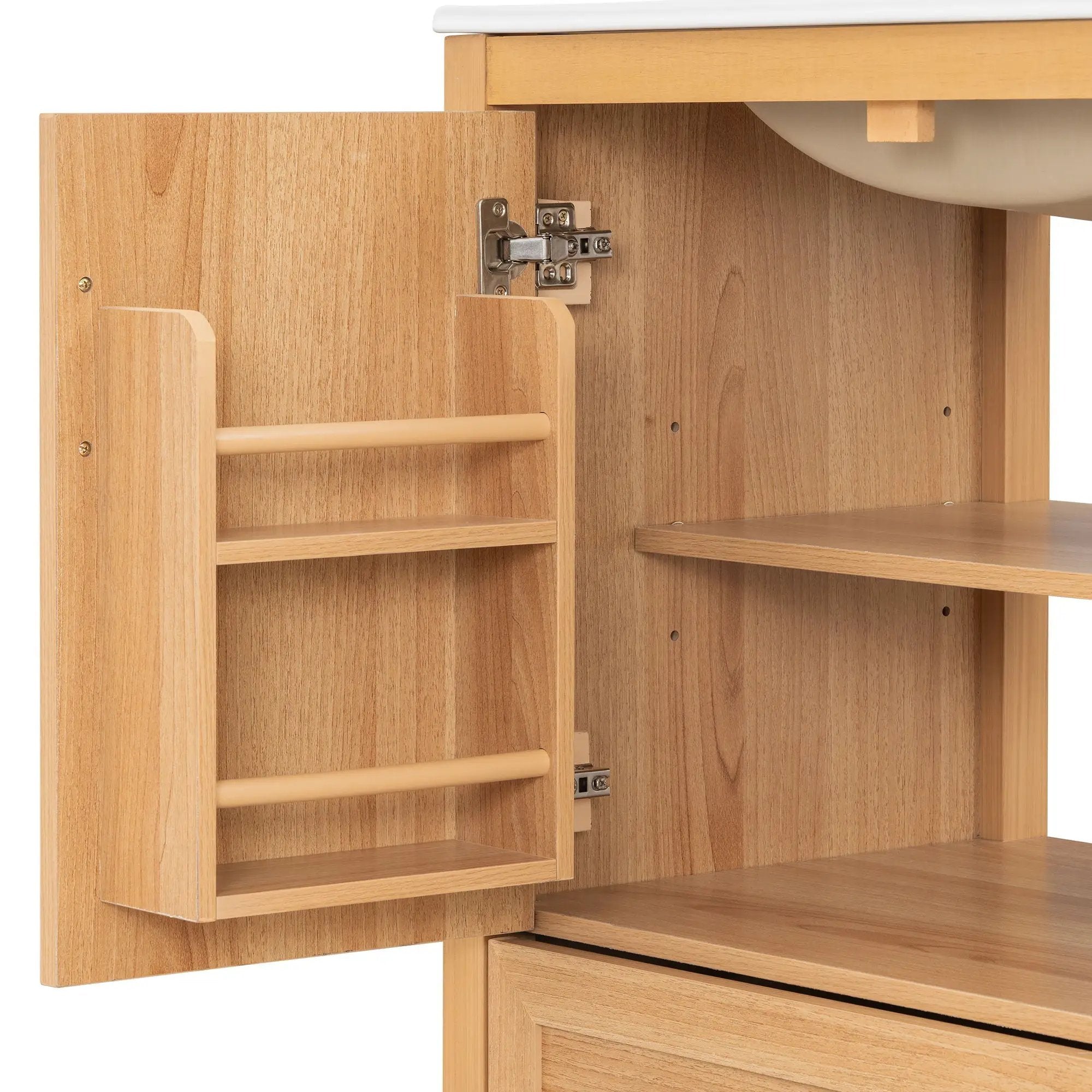 Elegant Fluted Bathroom Vanity With Sink, Soft Close Doors & Drawer by HouseOfZazla