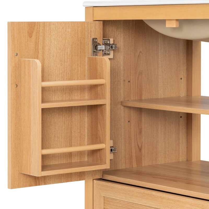 Elegant Fluted Bathroom Vanity With Sink, Soft Close Doors & Drawer by HouseOfZazla