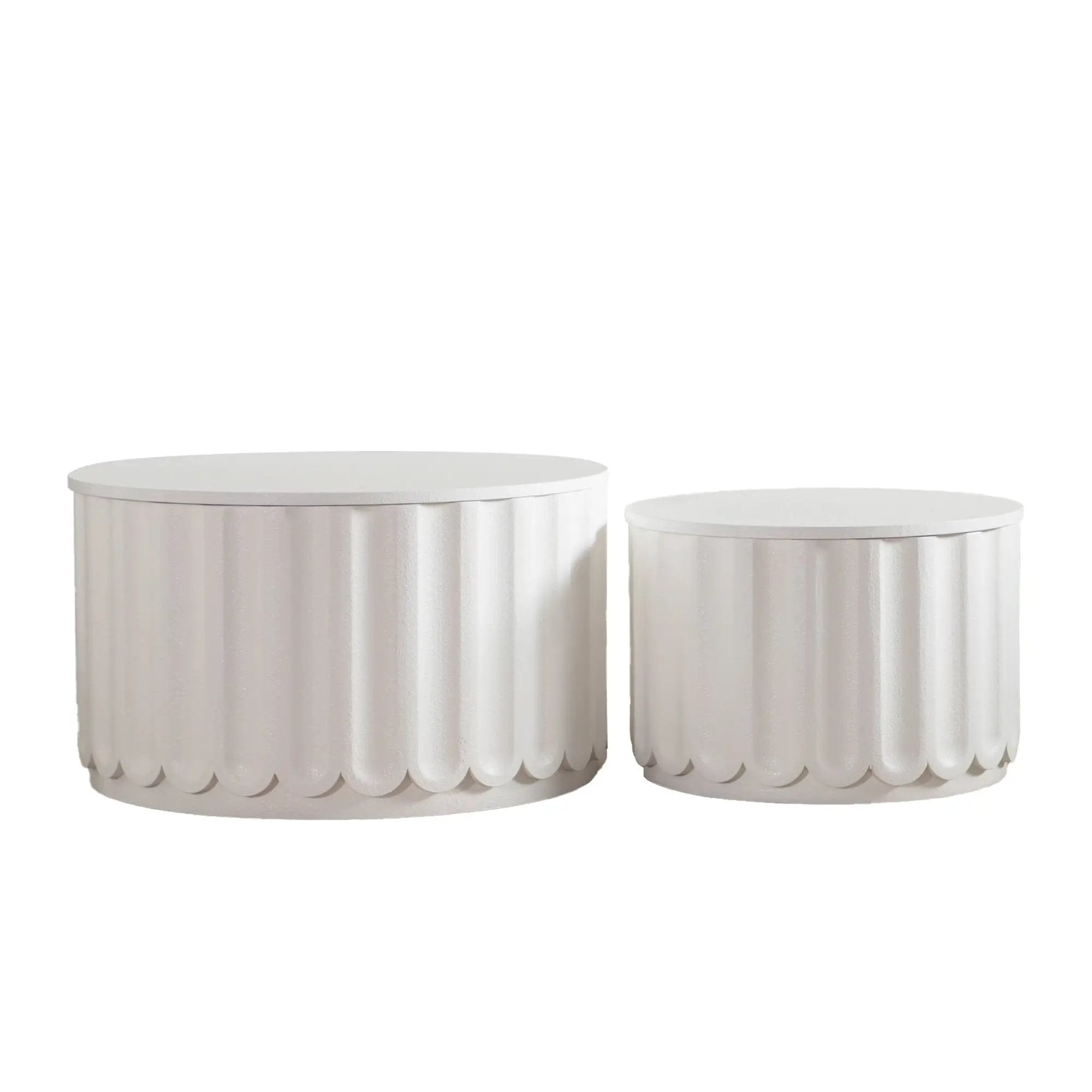 White Round Storage Table Set with Lift-Off Lid by HouseOfZazla