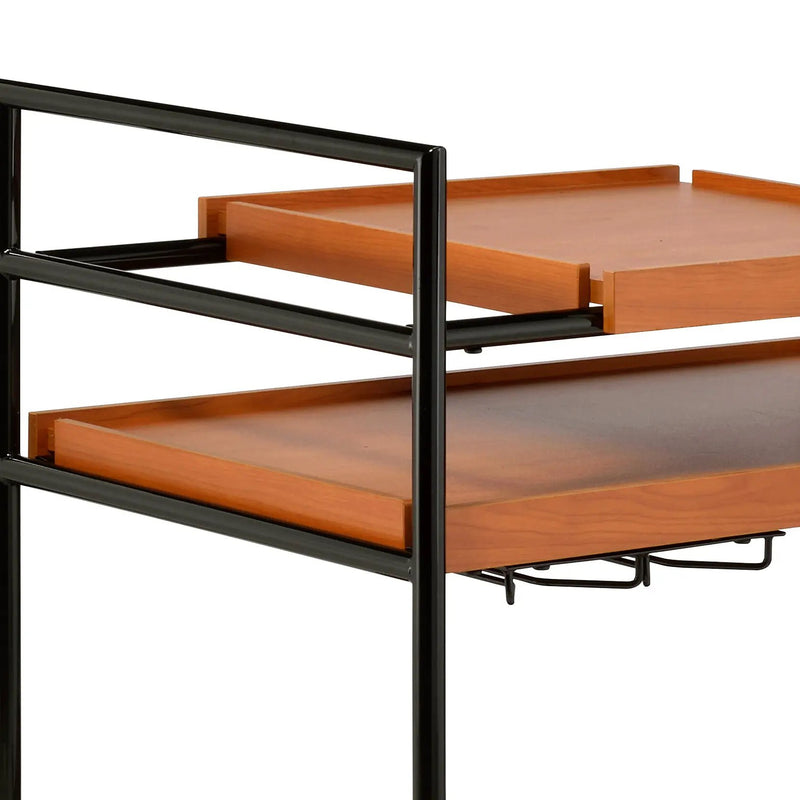 Oaken Honey Oak & Black Finish Serving Cart by HouseOfZazla
