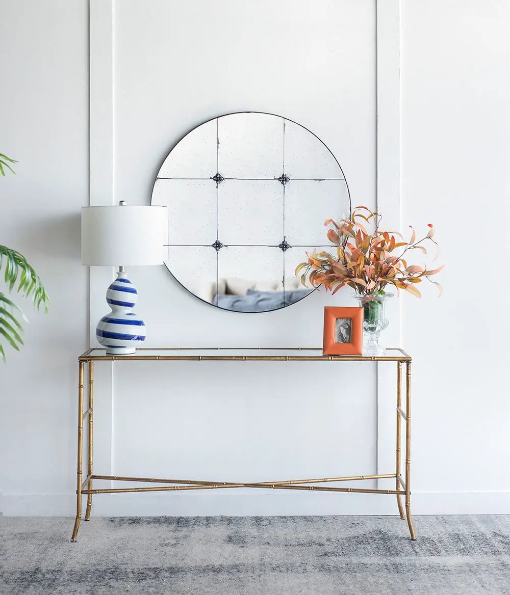 Traditional Decor Style Round Antique Glass Wall Mirror, Wall Decor For For Bathroom Entryway Console Lean Against Wall - Black by Unique Piece Furniture