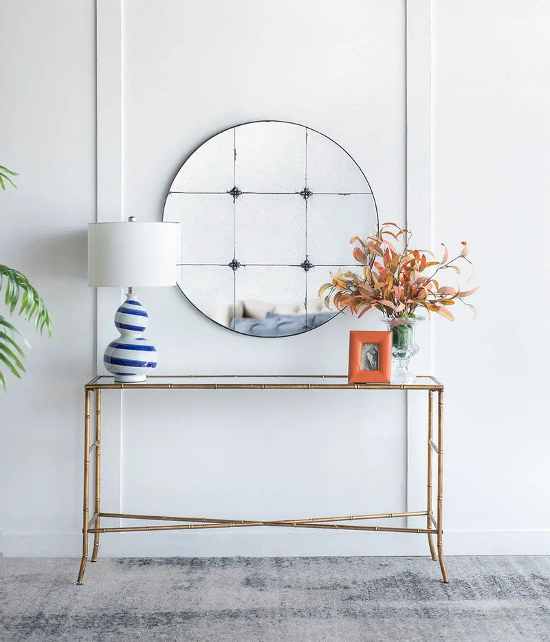 Traditional Decor Style Round Antique Glass Wall Mirror, Wall Decor For For Bathroom Entryway Console Lean Against Wall - Black by Unique Piece Furniture