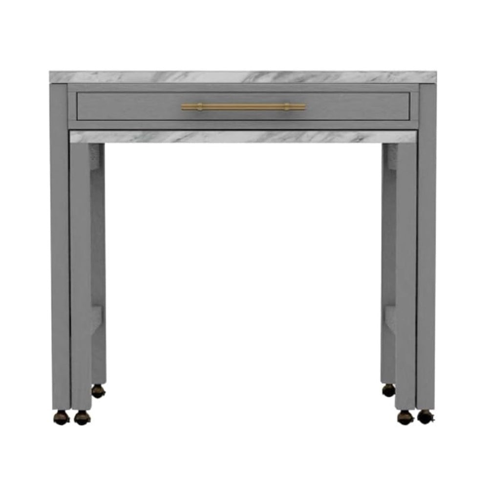 Light Gray Faux Marble Dining Table with Storage Drawer by HouseOfZazla