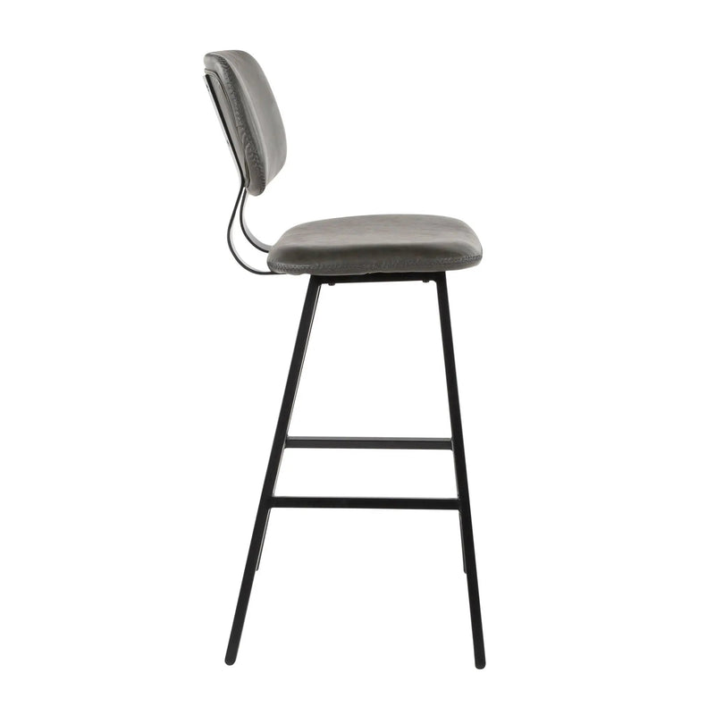 Foundry - Contemporary Barstool Zig Zag Stitching (Set of 2) - Black / Gray by Unique Piece Furniture