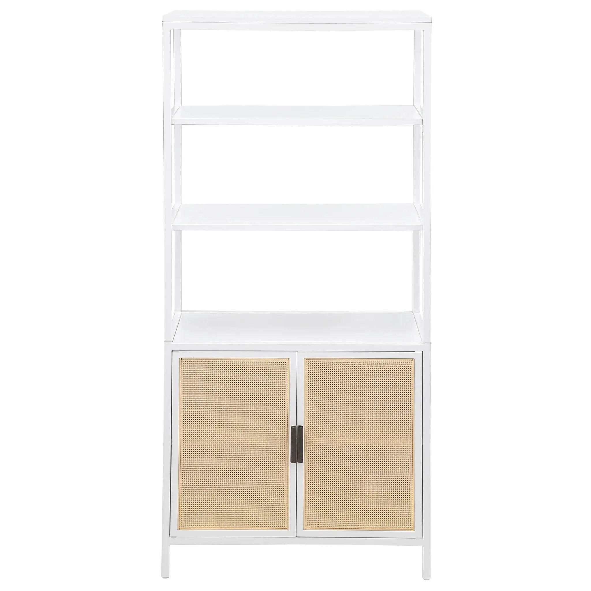 Amherst 3-shelf Radio Weave Cane Metal Accent Cabinet White by Unique Piece Furniture