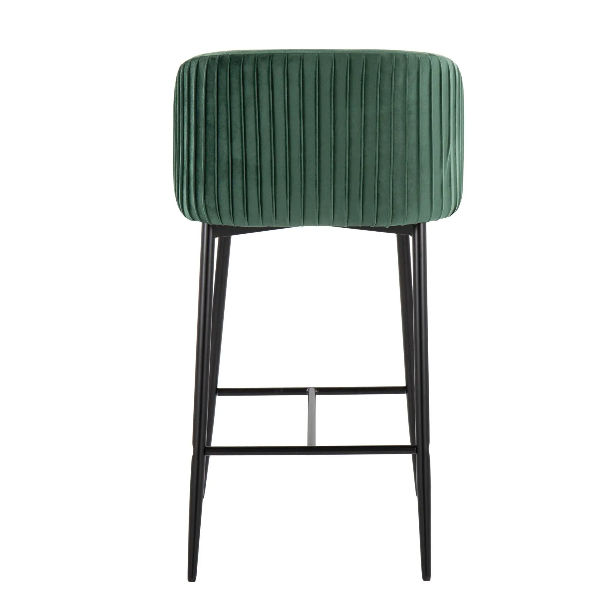 Fran - Pleated Waves Contemporary, Fixed Height Counter Stool (Set of 2) by HouseOfZazla