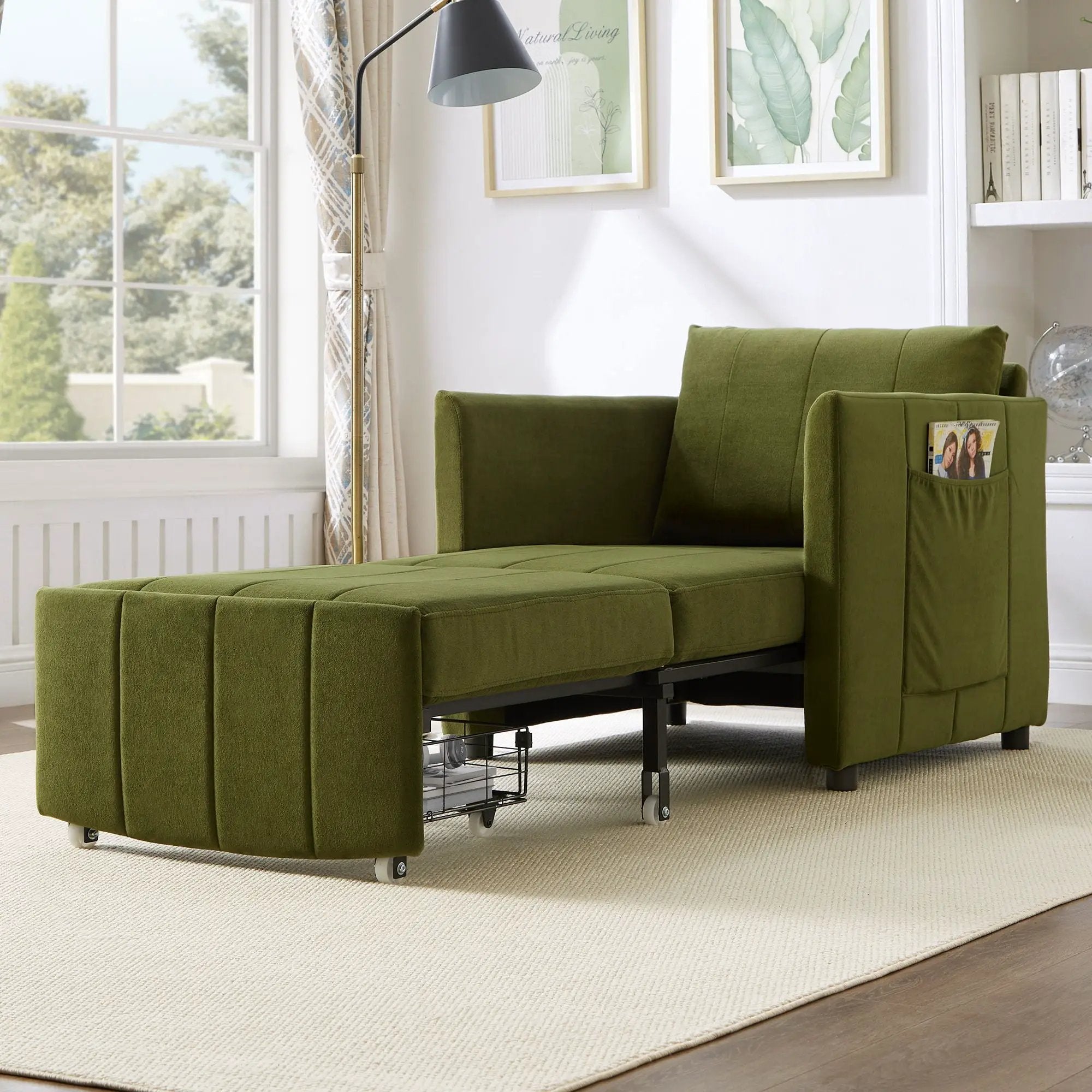 Upholstered Convertible Sleeper Sofa With 5 Position Backrest, Side Pockets, Storage by Unique Piece Furniture