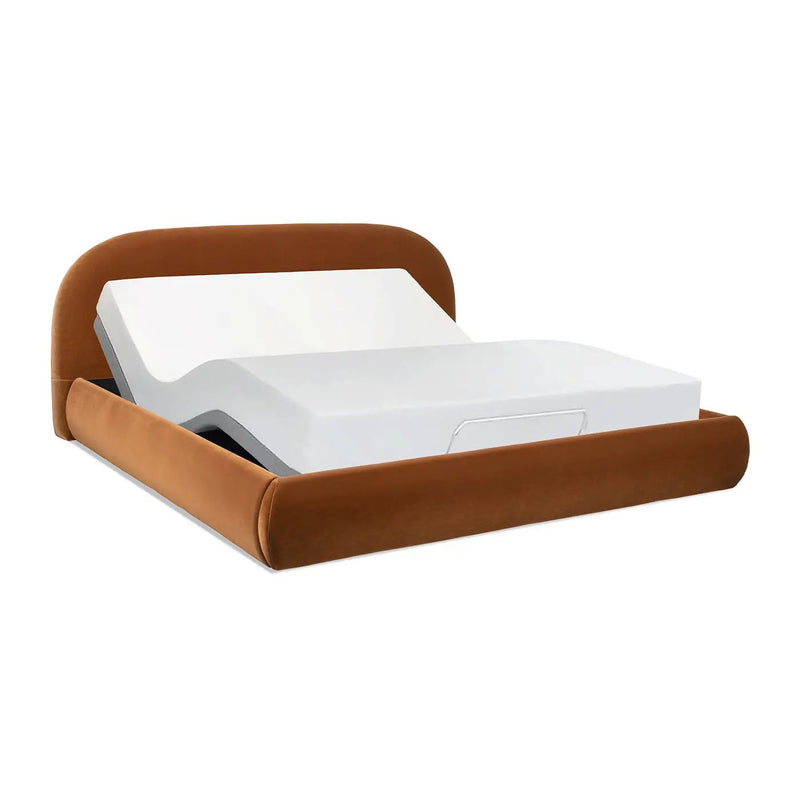 Archie Puffy Grounded Upholstered Platform Bed, King, Burnt by HouseOfZazla