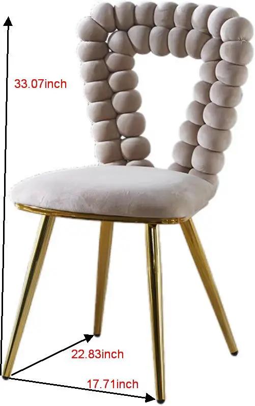 Modern Chair With Iron Tube Legs, Soft Cushions And Comfortable Backrest, Suitable For Dining Room, Living Room, Cafe, Hairball Back by Unique Piece Furniture