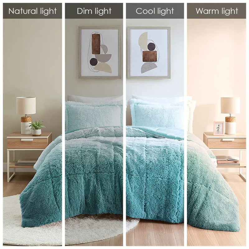 King Ombre Shaggy Long Fur Comforter Mini Set by HouseOfZazla