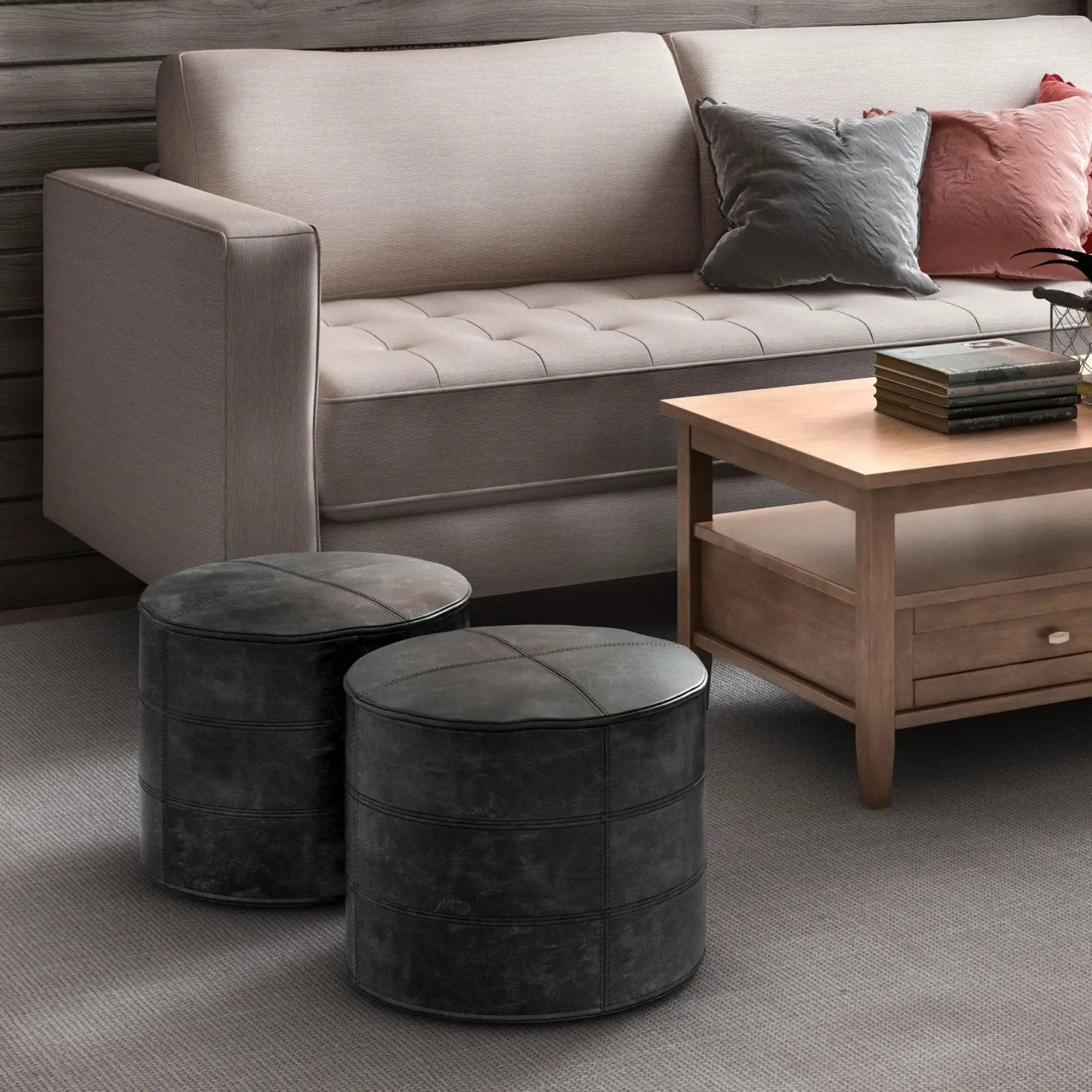 Connor - Handcrafted Round Pouf by Unique Piece Furniture