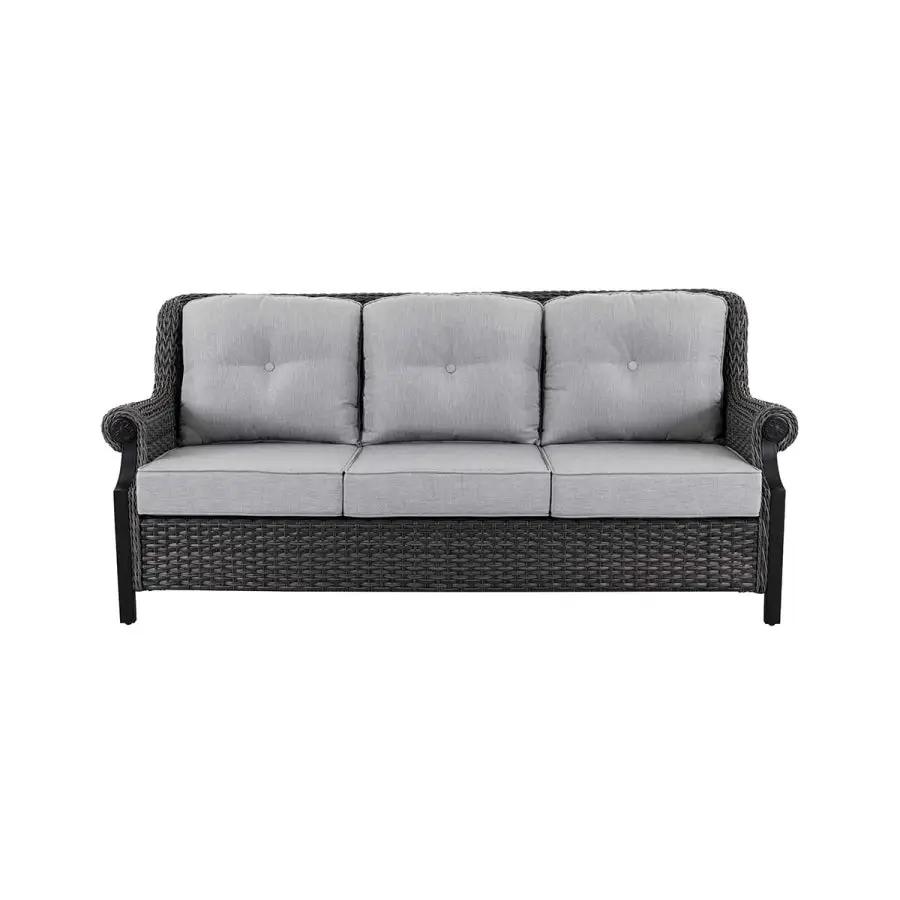 Lassen wicker living room set: 1 three-seater sofa and 2 swivel rocking chairs by Outdoor-USA®