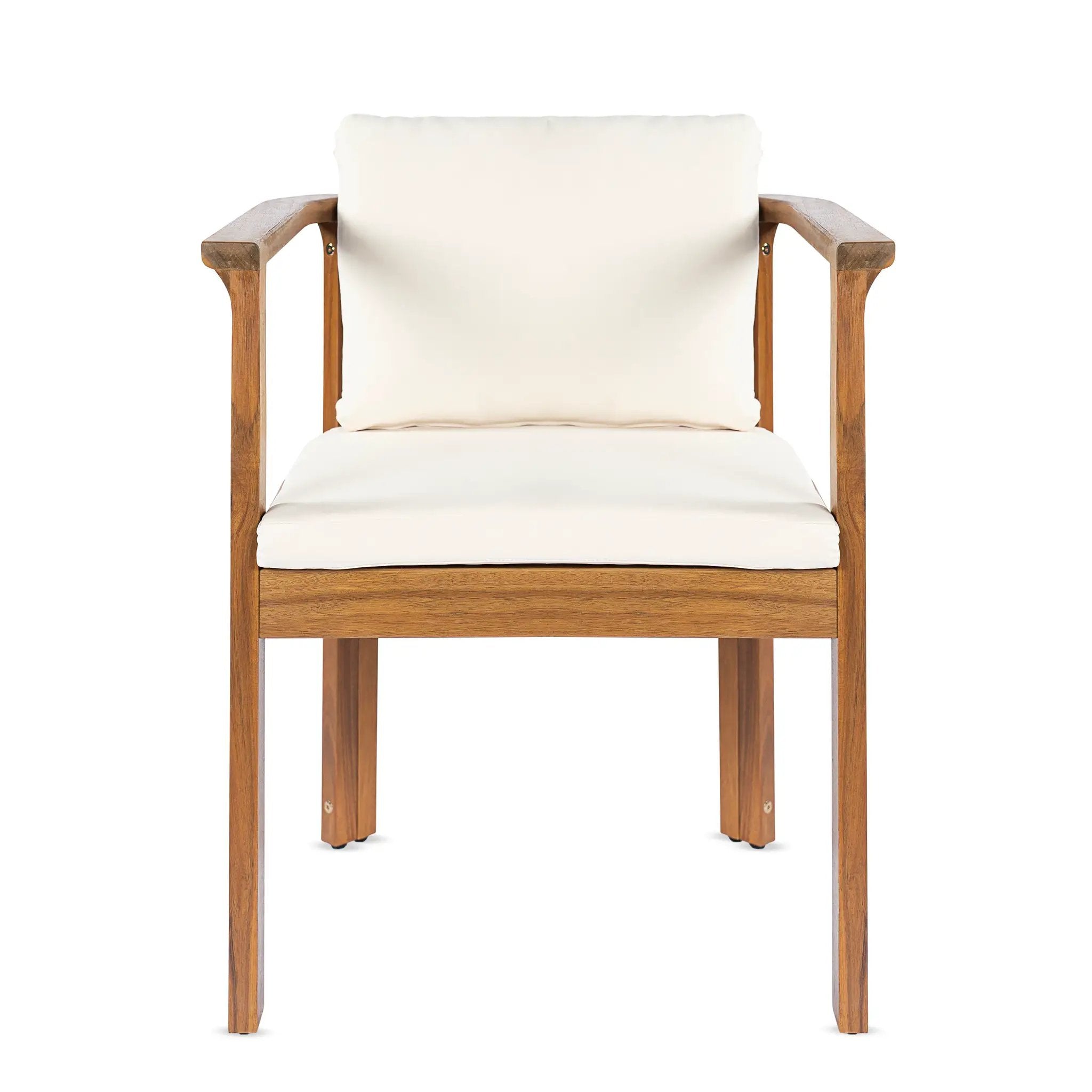 Outdoor Dining Chair Set of 2 with Curved Acacia Wood Arms by HouseOfZazla