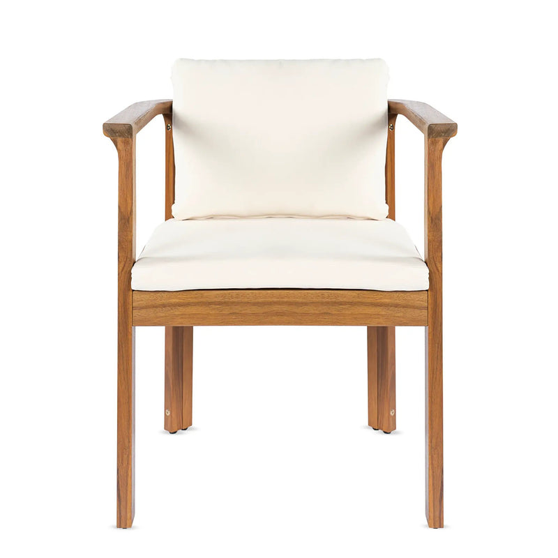 Outdoor Dining Chair Set of 4 with Curved Acacia Wood Arms by HouseOfZazla
