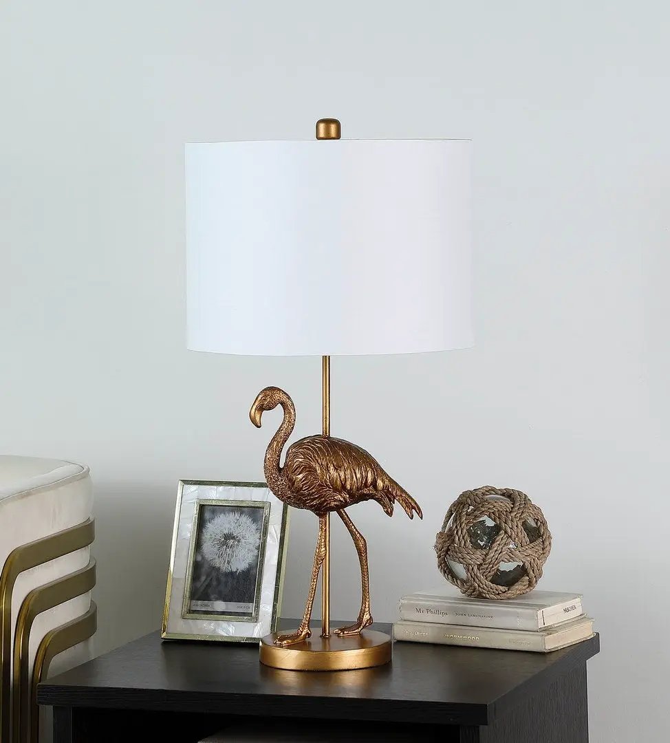 26" Matte Gold Flamingo Resin Table Lamp by HouseOfZazla