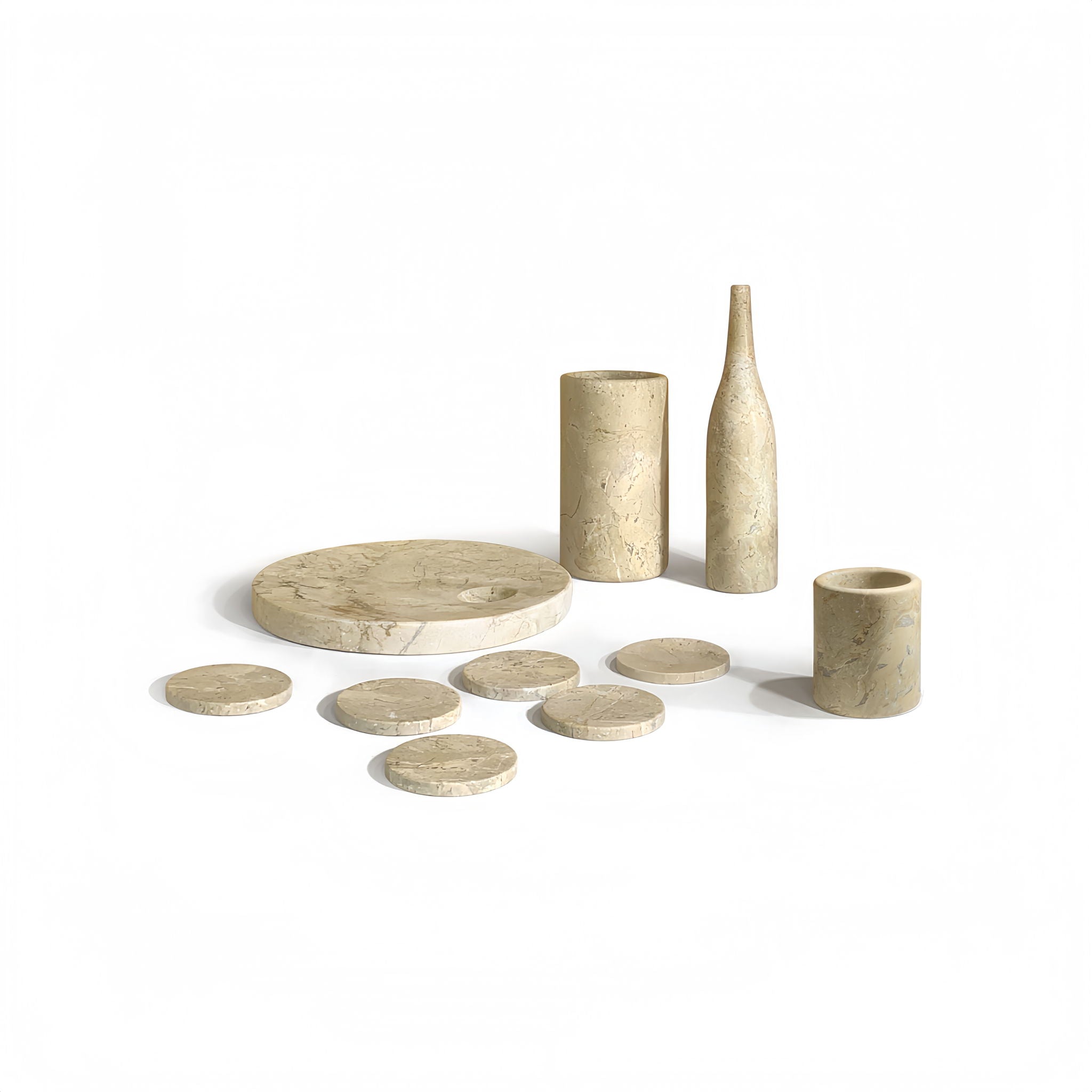 10 Pieces Luxury Natural Marble Dining Room Accessories Set by HouseOfZazla