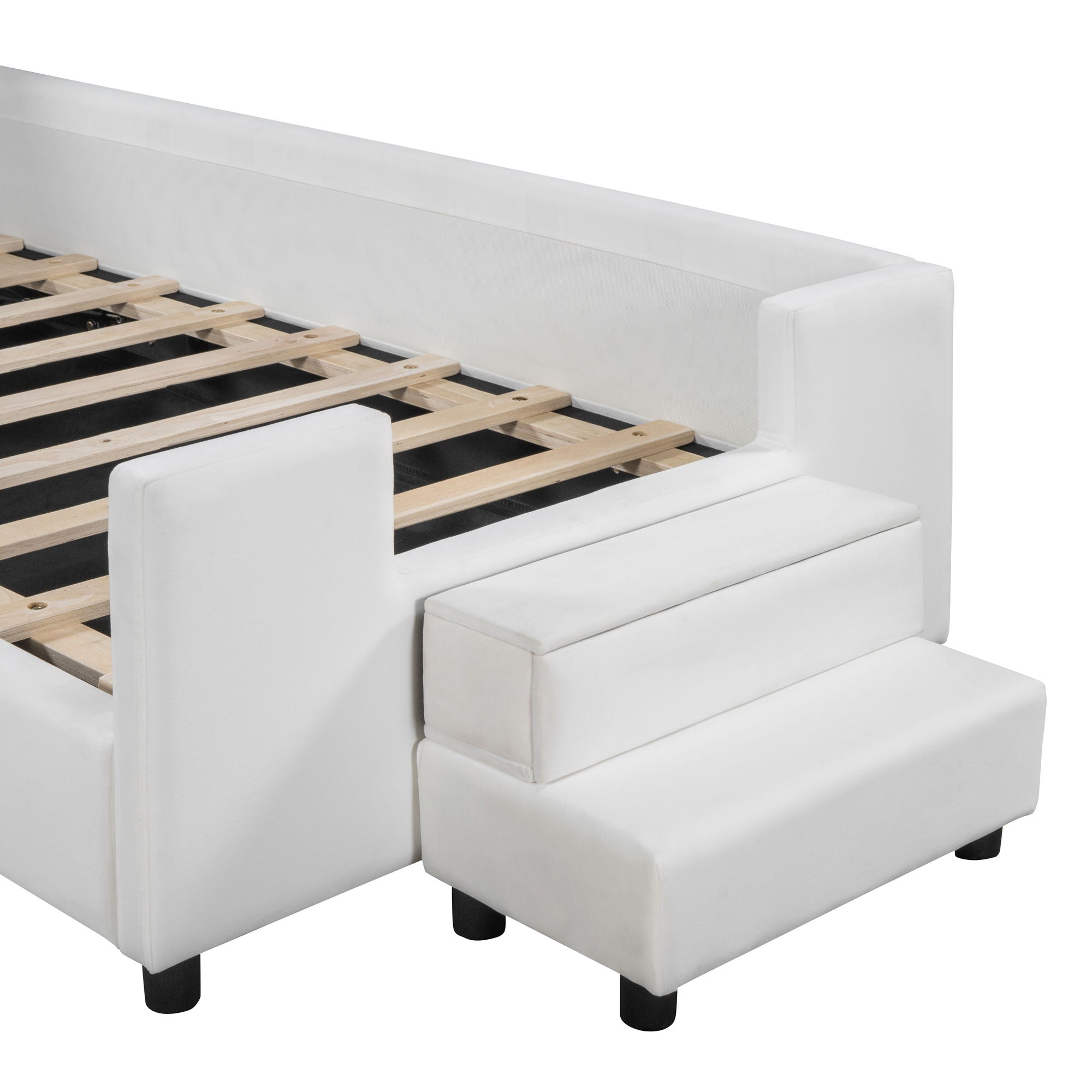 Upholstered Daybed With Bear Shaped Headboard, Hydraulic System And Breathable Fence by HouseOfZazla