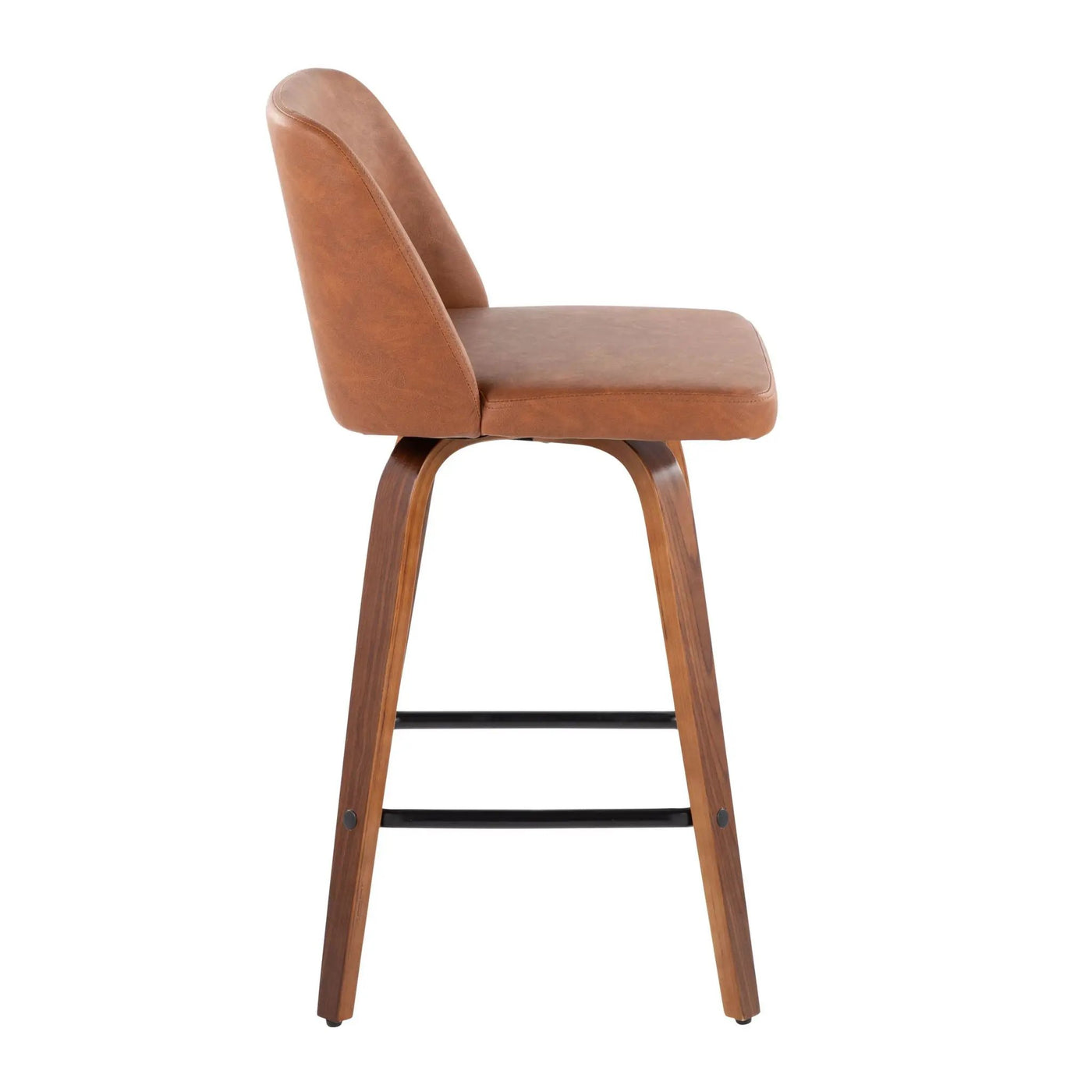 Toriano - Mid Century Modern Fixed Height Counter Stool & Square Footrest (Set of 2) by HouseOfZazla