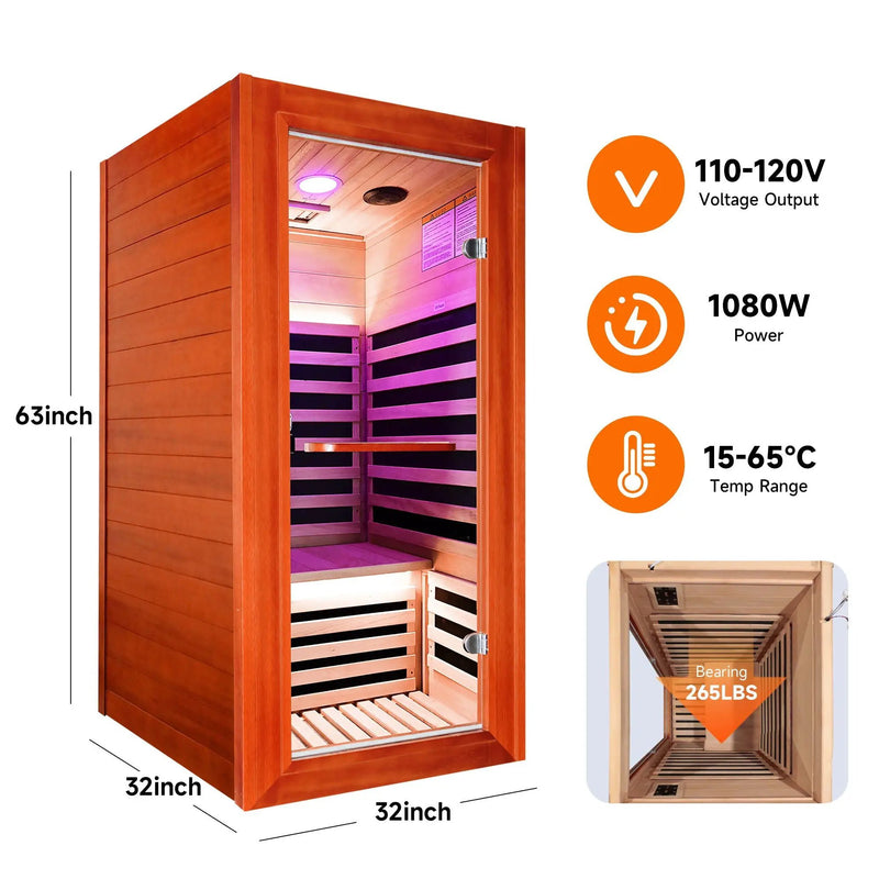 Oguman - Infrared Sauna Room Single With Whole Body Heating - Natural by HouseOfZazla