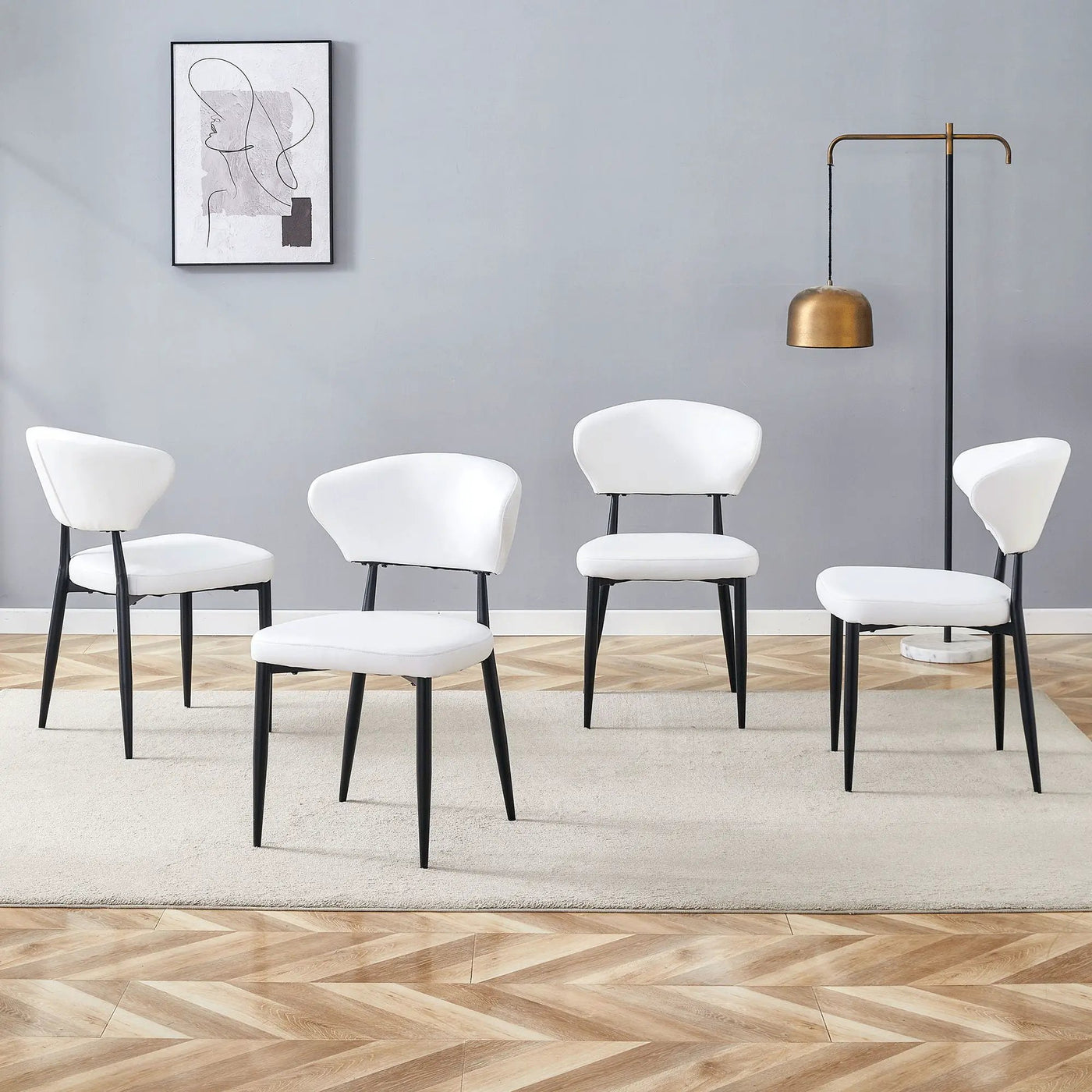 Minimalist Ergonomic Dining Chair With Curved Backres (Set of 4) by Unique Piece Furniture