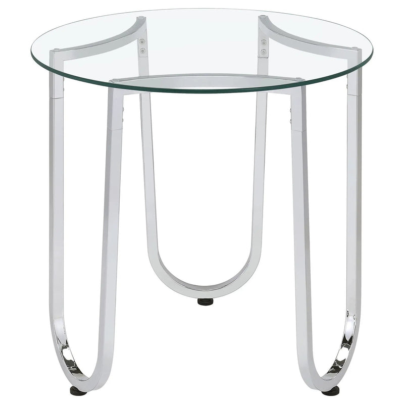 Beller 3-piece Round Tempered Glass Top Coffee Table Set Chrome by Unique Piece Furniture