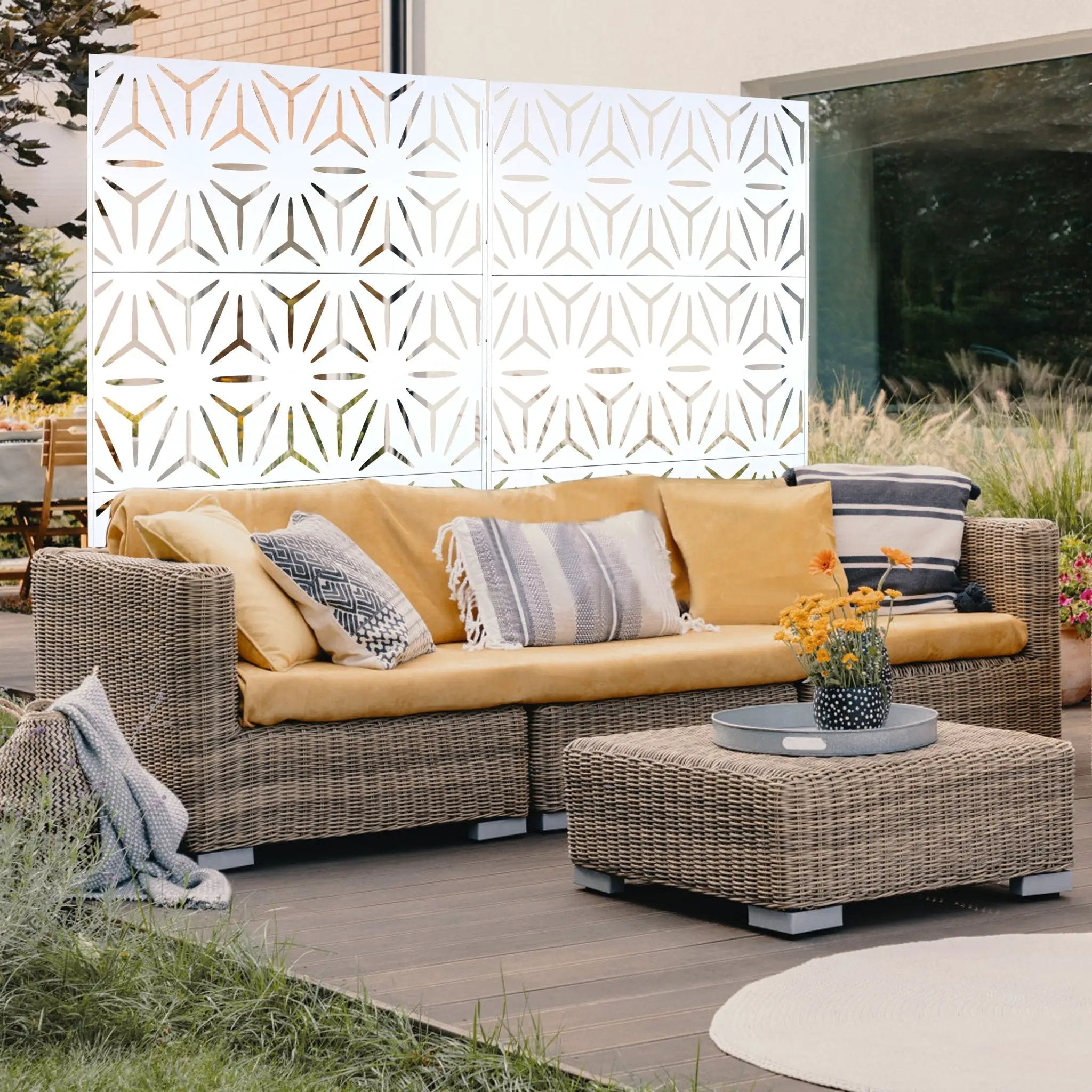 Outdoor & Indoor Metal Privacy Screen, Freestanding Decorative Panels by Unique Piece Furniture