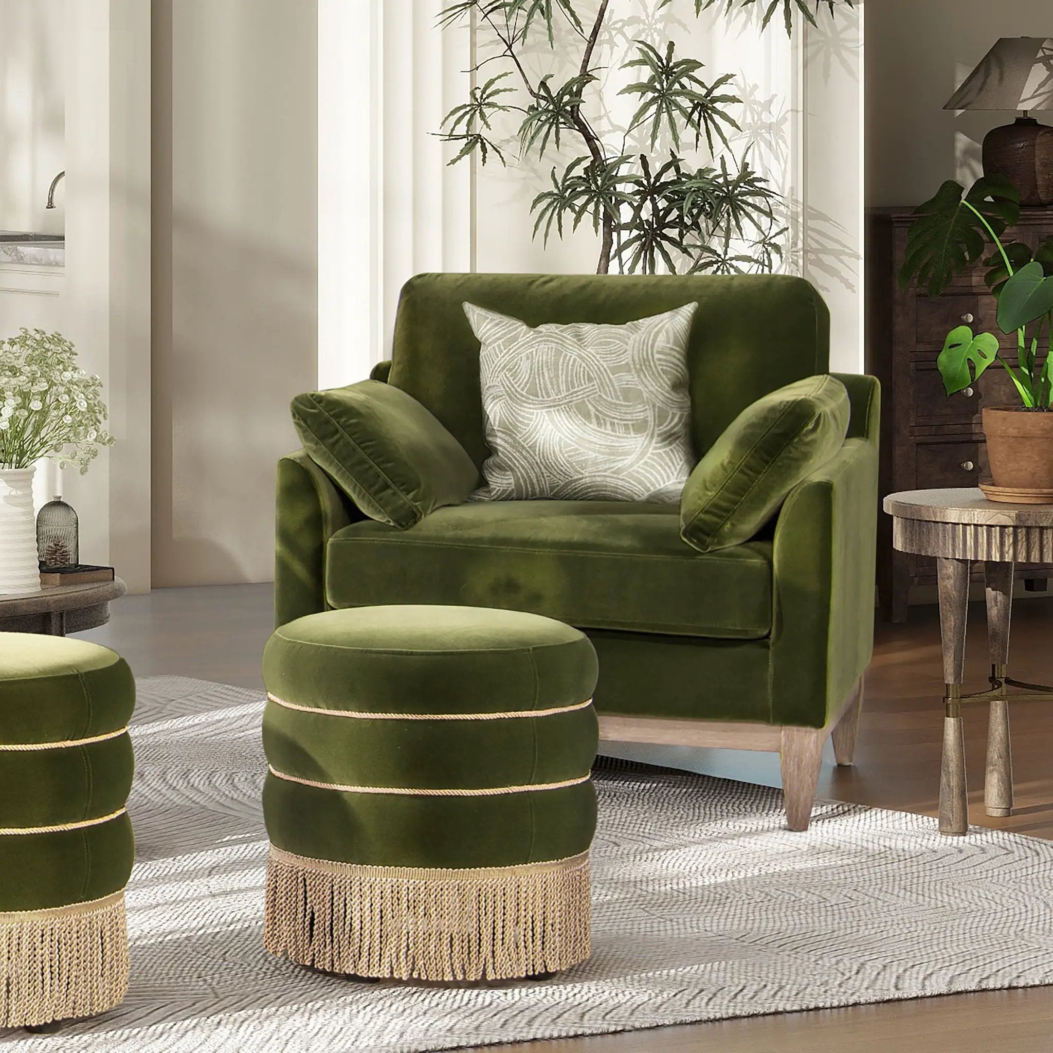 Pasadena - Wide Modern Farmhouse Accent Arm Chair - Olive Green by Unique Piece Furniture