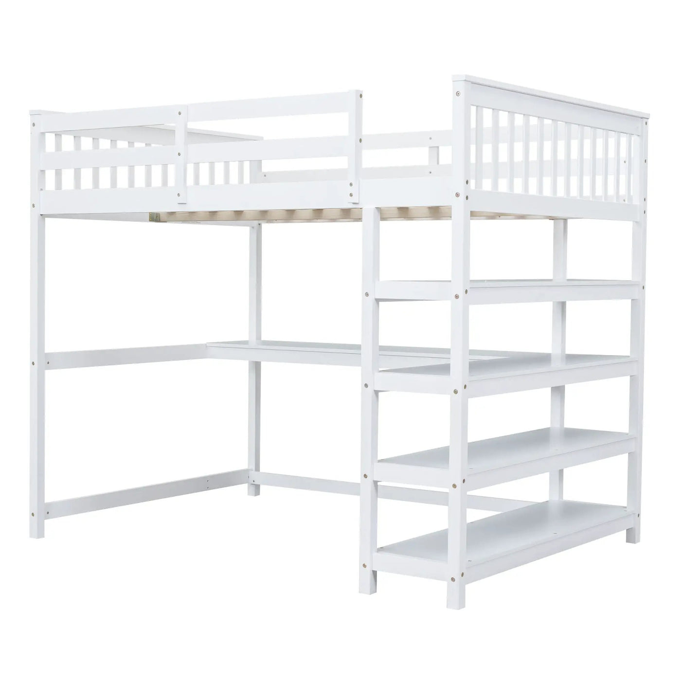 Loft Bed With Storage Shelves And Under Bed Desk by HouseOfZazla