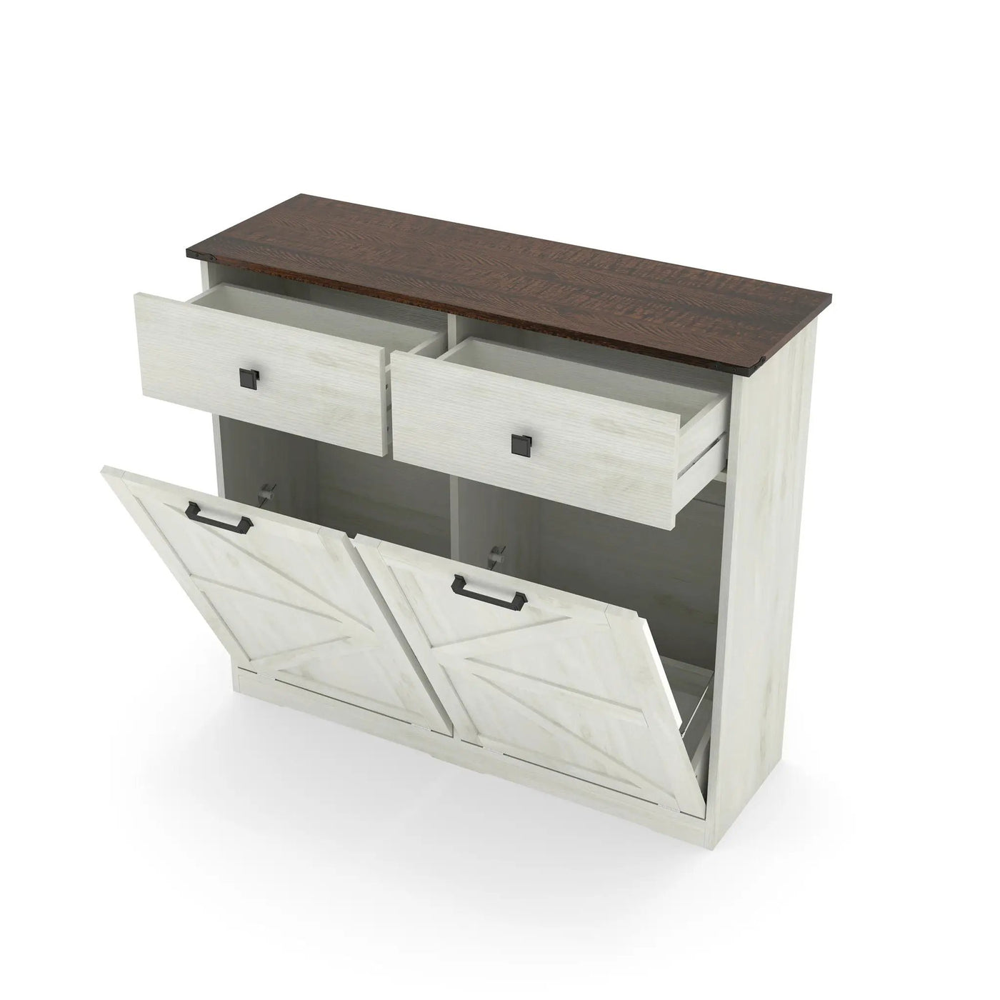Double Tilt Out Trash Cabinet With Hideaway Drawer And Barn Door Style by HouseOfZazla