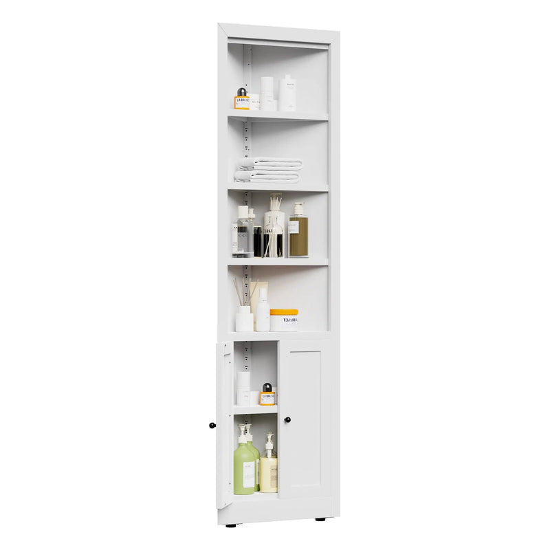 Tall Corner Storage Cabinet With 2 Doors, 5-Tier With Adjustable Shelves, Freestanding - White by HouseOfZazla