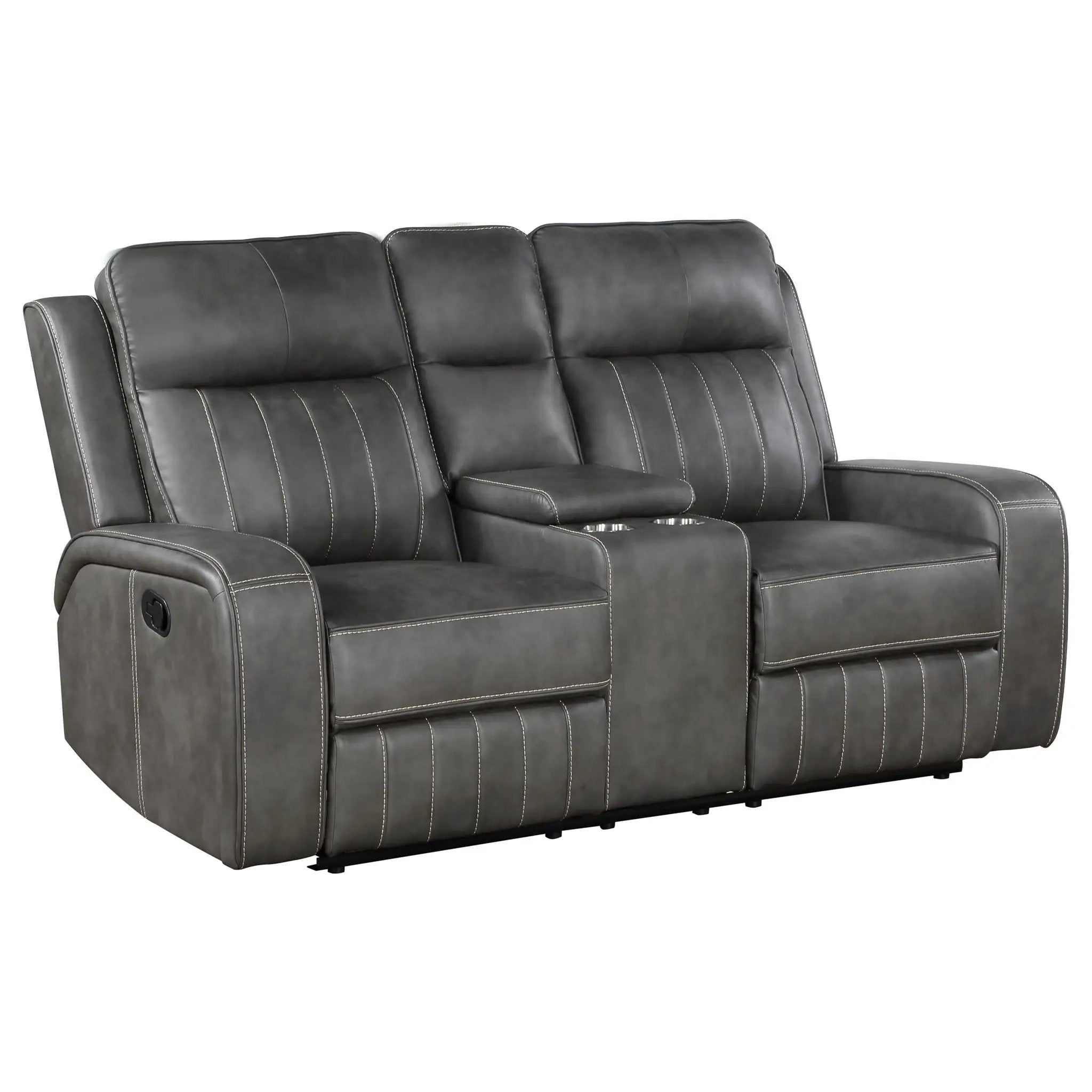 Forrest - Motion Reclining Loveseat With Console - Gray by HouseOfZazla
