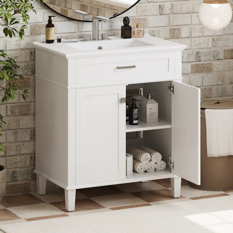 Bathroom Vanity With Ceramic Basin, Soft Close Door And Adjustable Shelves by HouseOfZazla