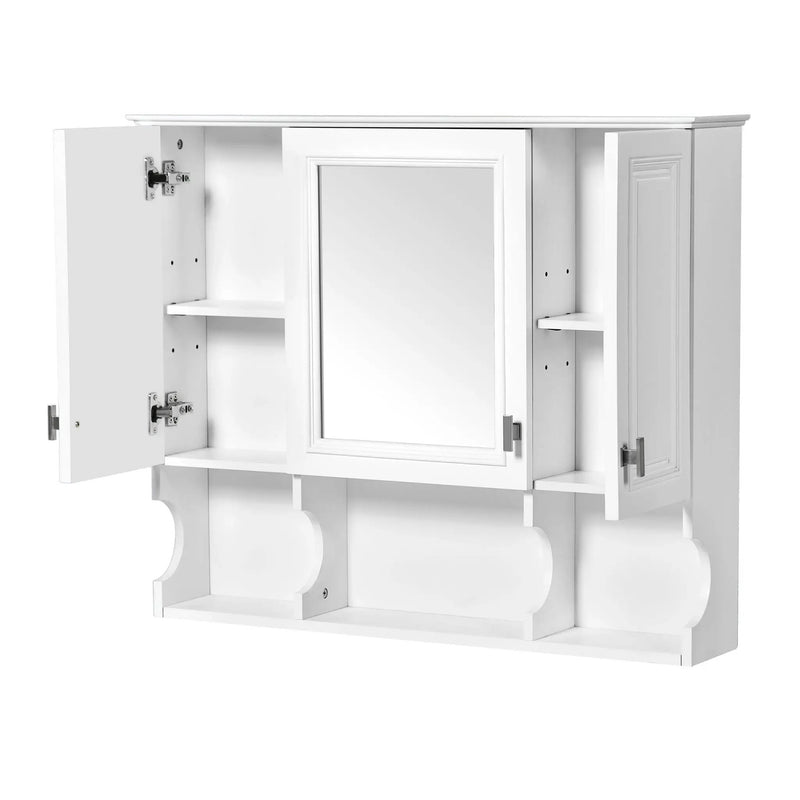Wall Mounted Bathroom Medicine Wall Cabinet With Mirror & Open Shelves by Unique Piece Furniture