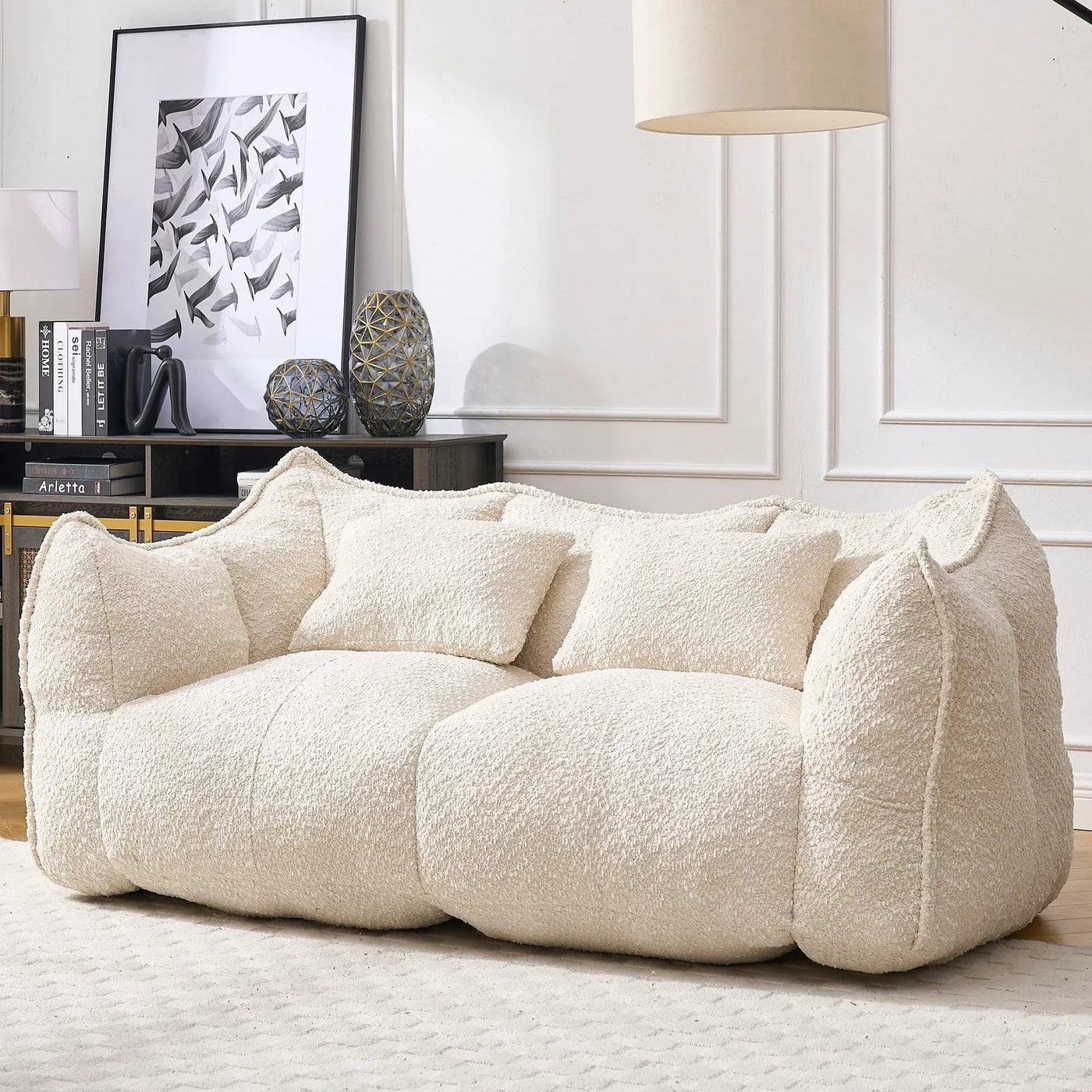 Comfortable Dual Beanbag Chair With High Resilience Foam Core For 2 People by Unique Piece Furniture