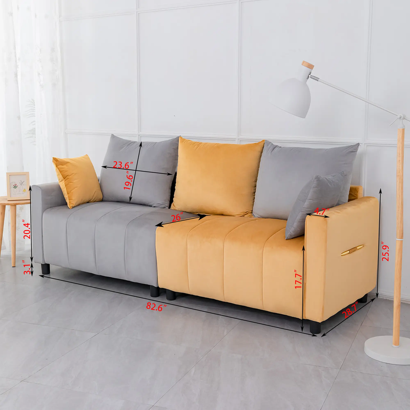 Velvet Modern 2-Seater Sofa, Light by HouseOfZazla