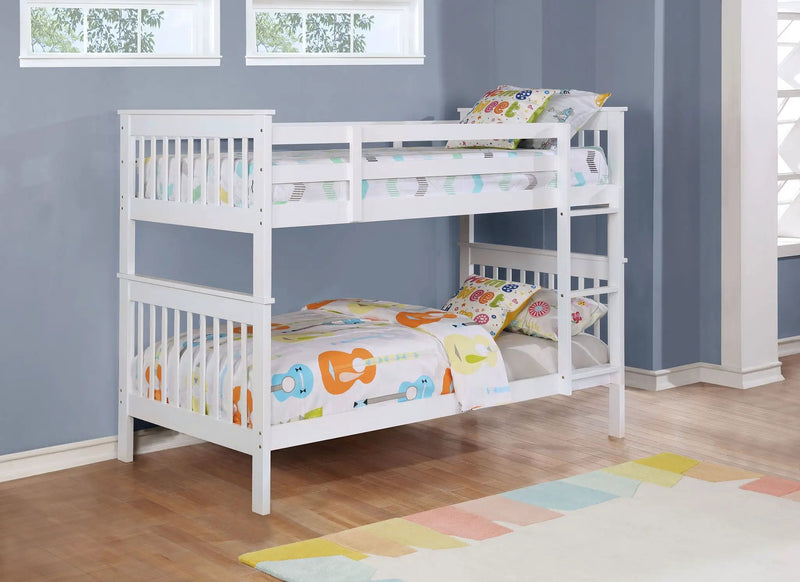 Chapman Wood Twin Over Twin Bunk Bed White by Unique Piece Furniture