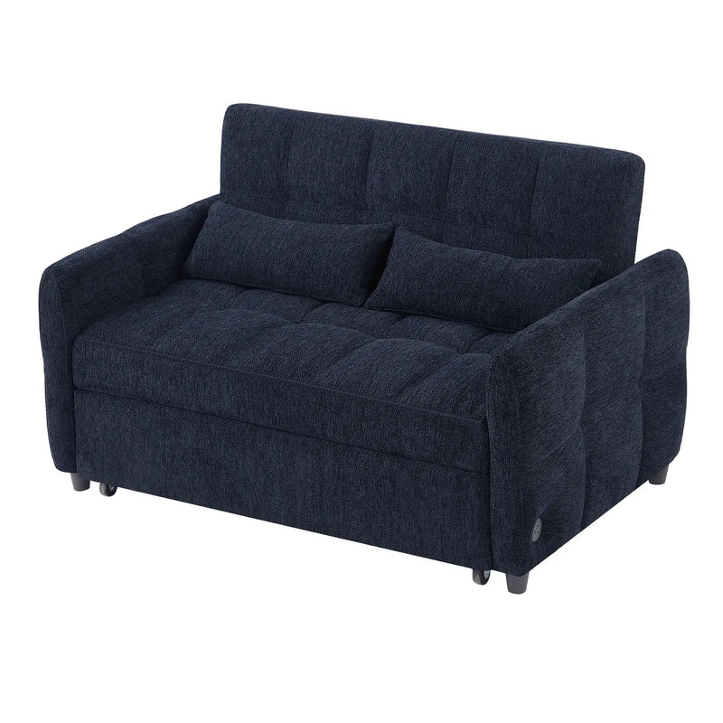 Loveseat Sofa Pull-Out Bed With Adjustable Backrest, 3 USB Ports And 2 Lumbar Pillows For Living Room by Unique Piece Furniture