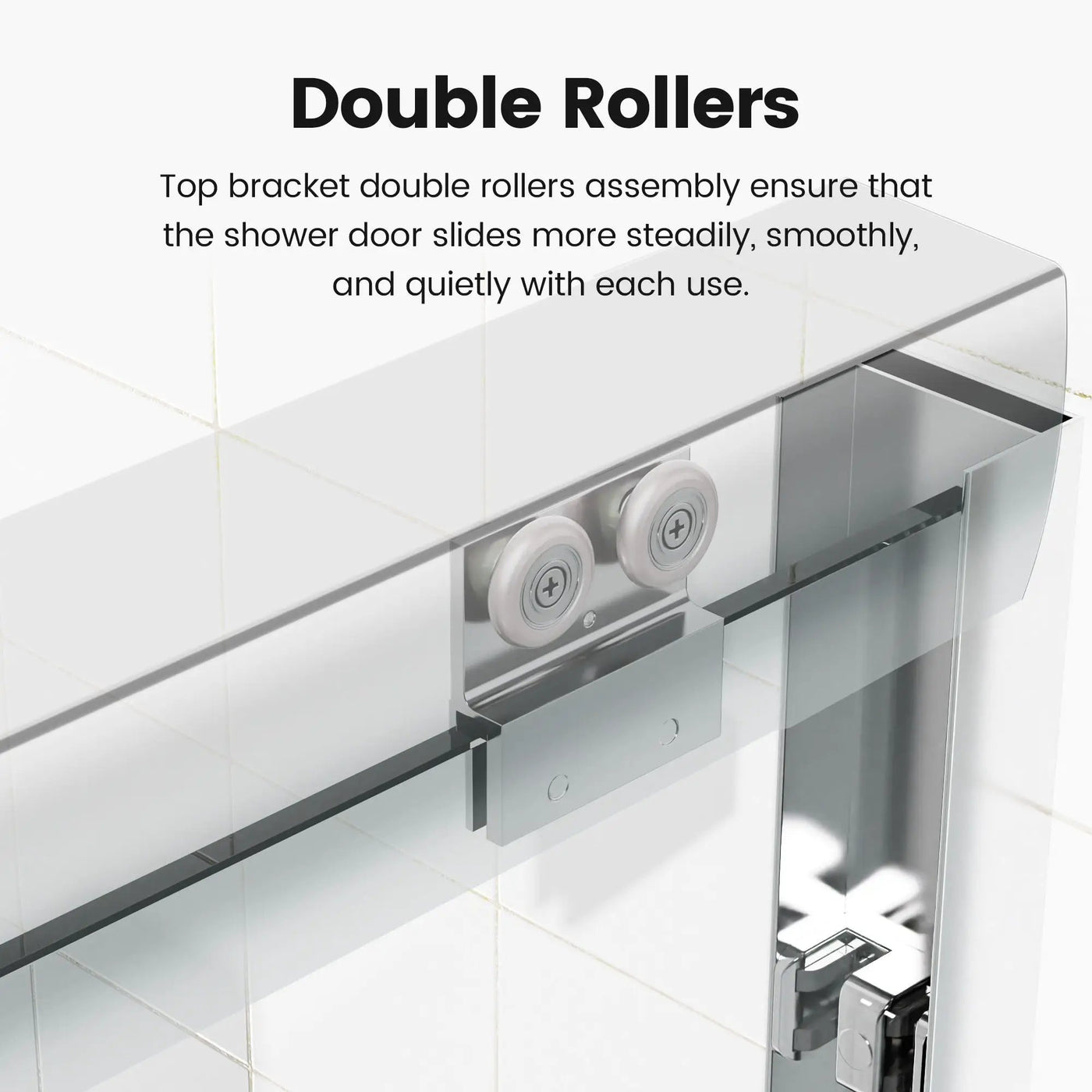 Semi-Frameless Double Sliding Shower Door, Bypass Shower Door, 1 / 4" (6Mm) Thick SGCC Tempered Glass Door by HouseOfZazla