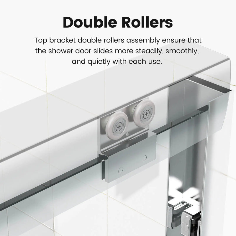 Semi-Frameless Double Sliding Shower Door, Bypass Shower Door, 1 / 4" (6Mm) Thick SGCC Tempered Glass Door by HouseOfZazla
