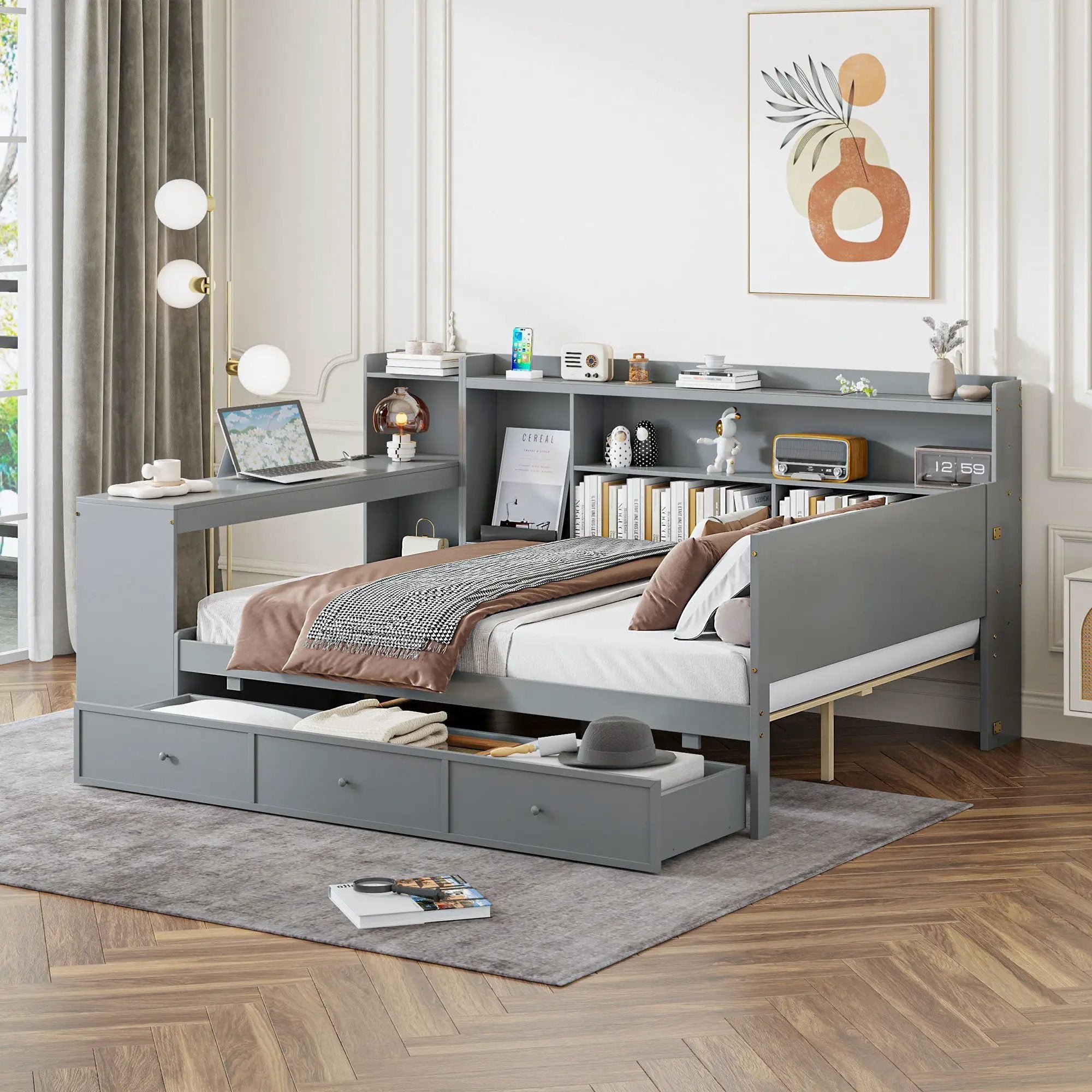 Daybed With 3 Drawers USB Ports And Desk by HouseOfZazla