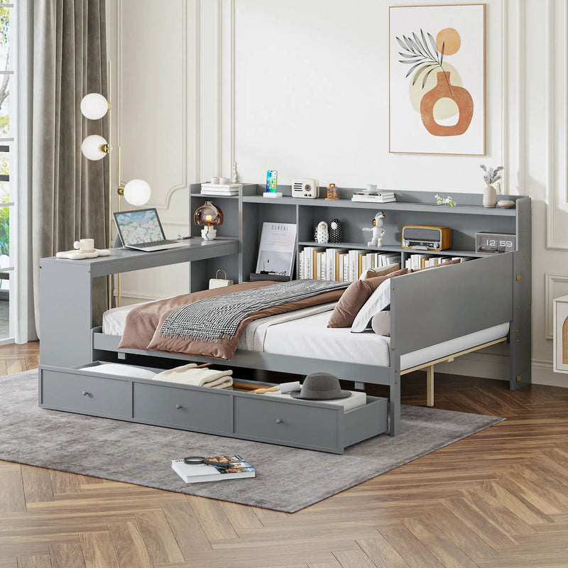 Daybed With 3 Drawers USB Ports And Desk by HouseOfZazla
