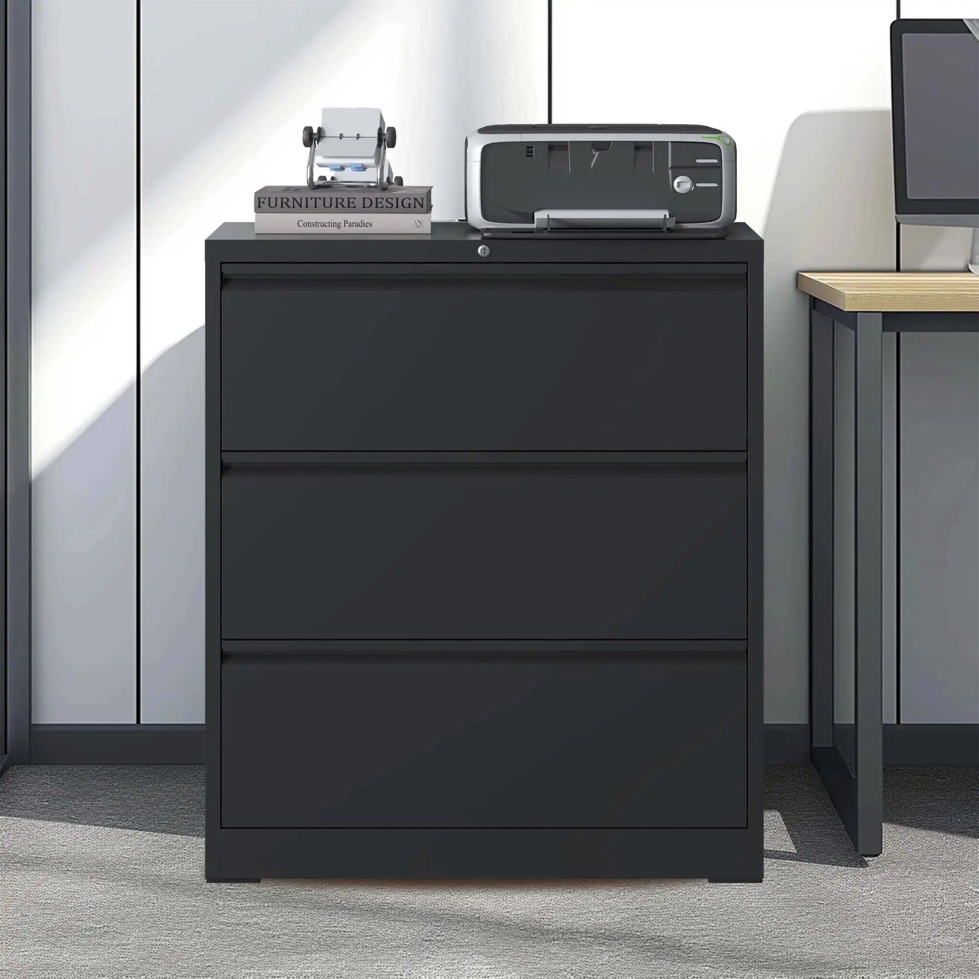 Lateral File Cabinet, Heavy Duty Filing Holds Letter/Legal/A4 Files by Unique Piece Furniture