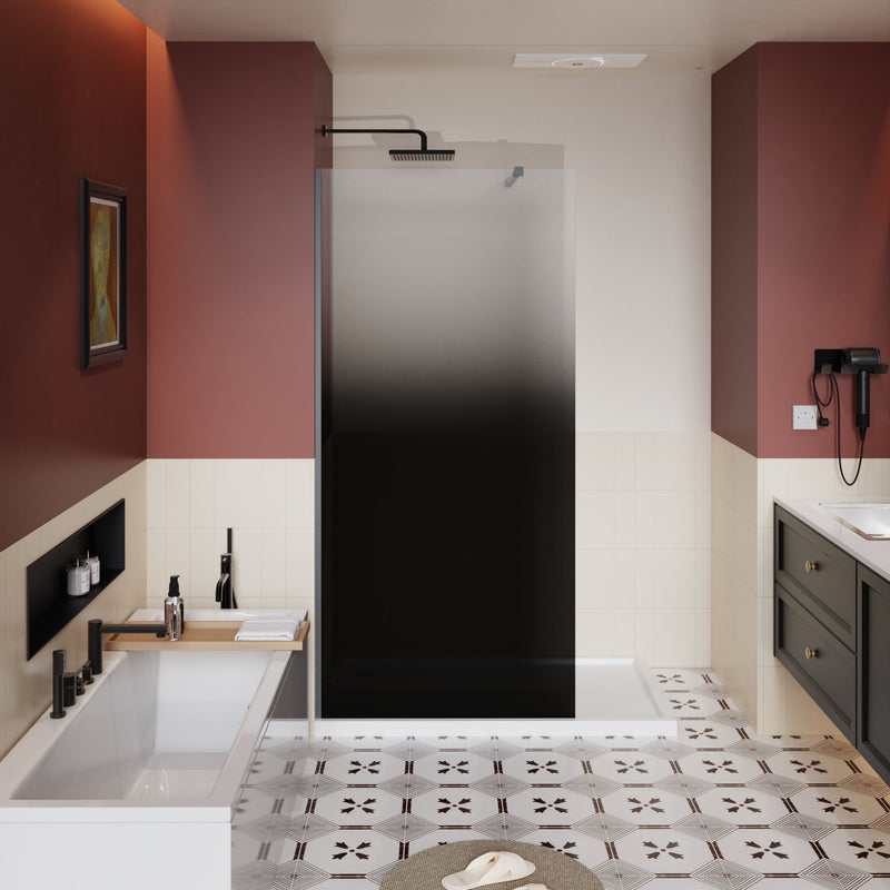 Gradient Shower Door With Handle - Matt Black by HouseOfZazla