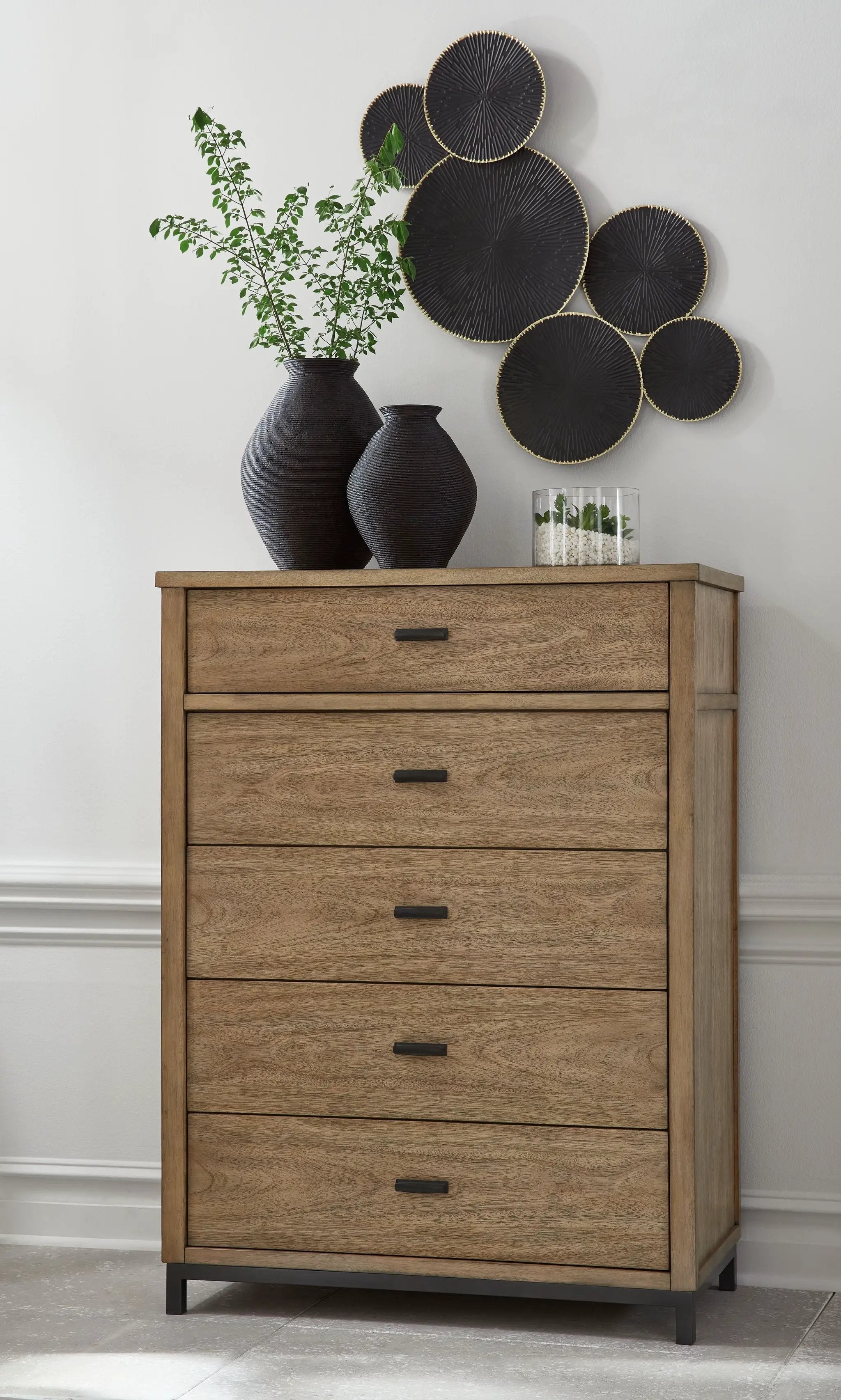 Tomtyn - Five Drawer Chest - Light Brown by Unique Piece Furniture