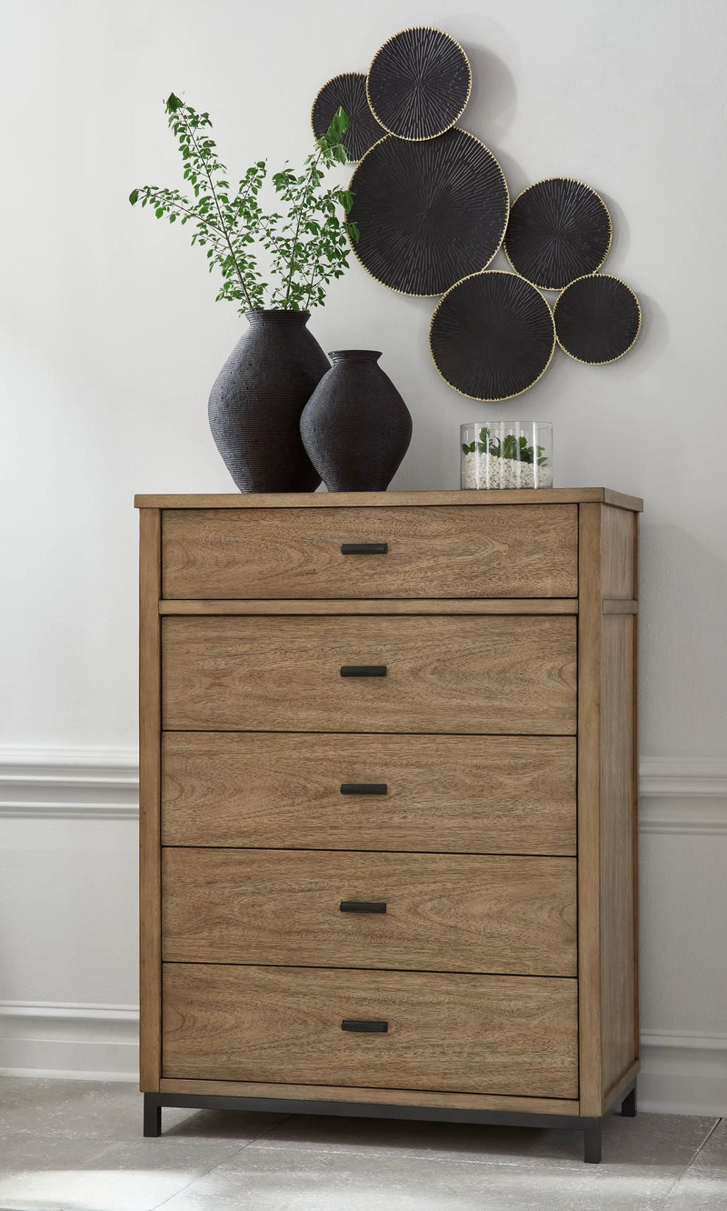Tomtyn - Five Drawer Chest - Light Brown by Unique Piece Furniture