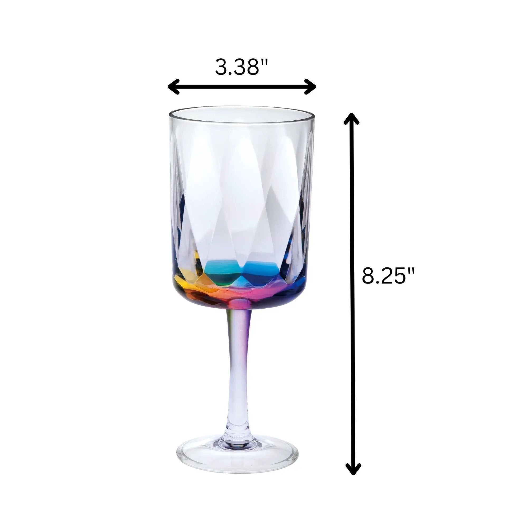 Leadingware Rainbow Diamond Plastic Wine Glasses (Set of 4), Unbreakable Bpa Free Acrylic, 16Oz - Clear by HouseOfZazla