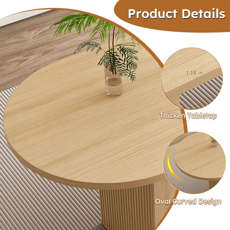 Oval Dining Table With Wood Strip Base by Unique Piece Furniture