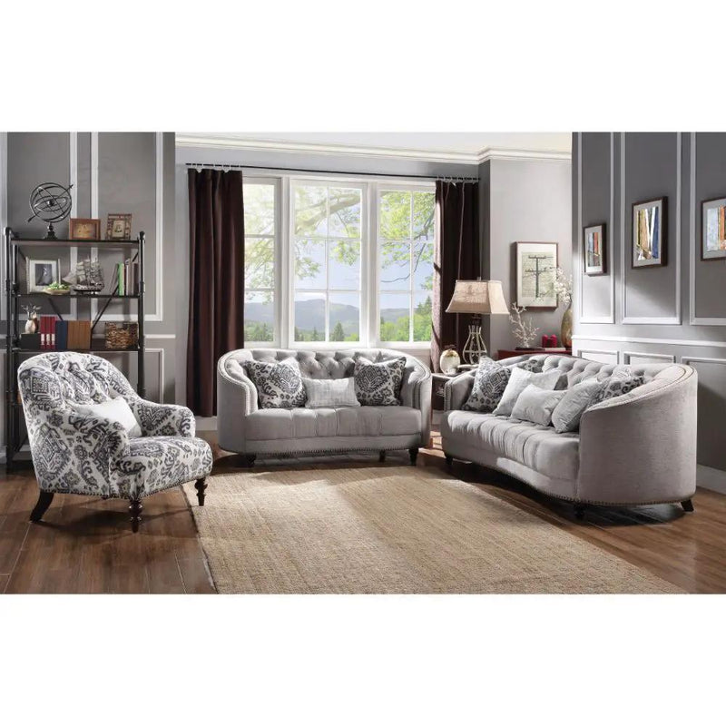 Saira - Loveseat With 3 Pillows - Light Gray Fabric by Unique Piece Furniture